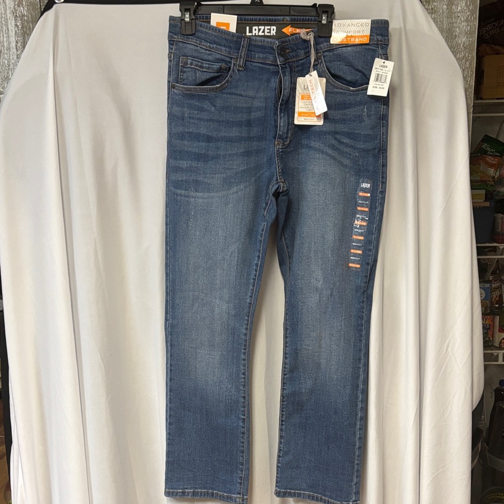 Lazer Men's Slim Straight Blue Jeans